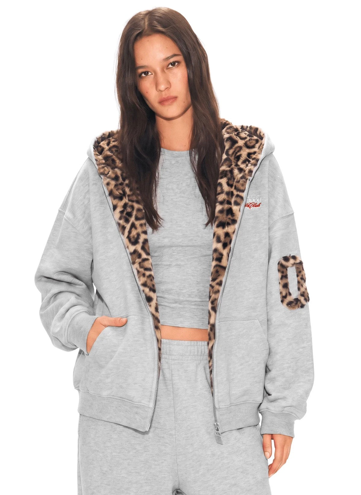 Leopard zip up jacket