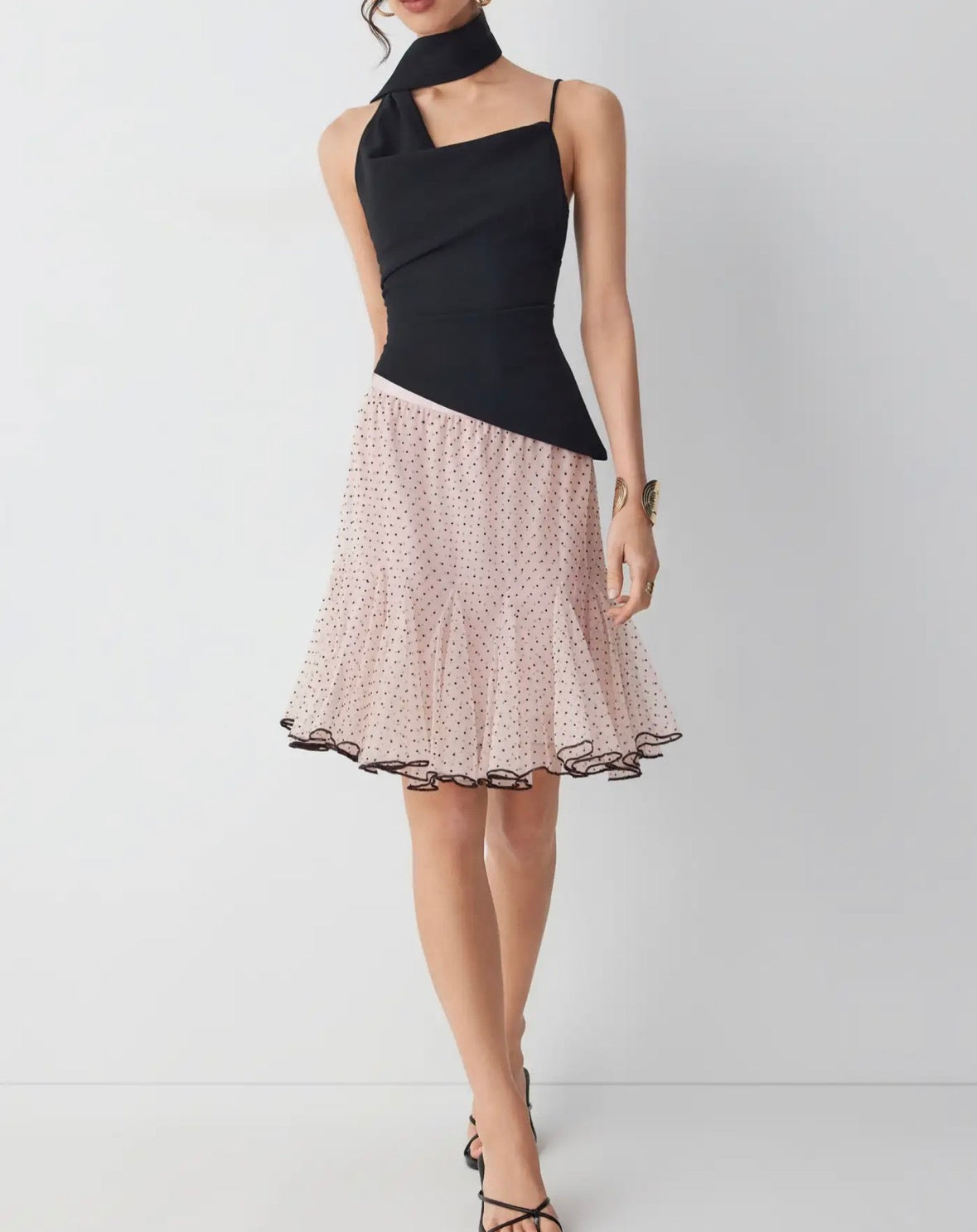 Pink polka dot skirt