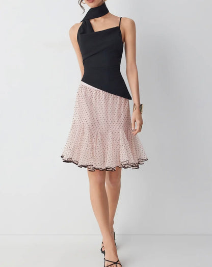 Pink polka dot skirt