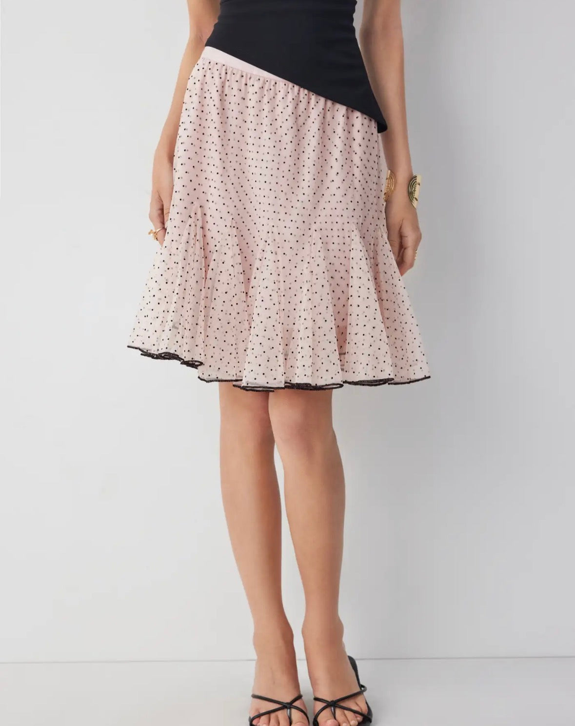 Pink polka dot skirt