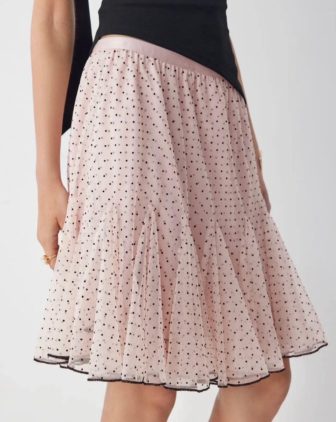 Pink polka dot skirt