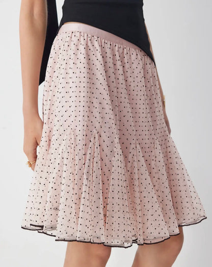 Pink polka dot skirt